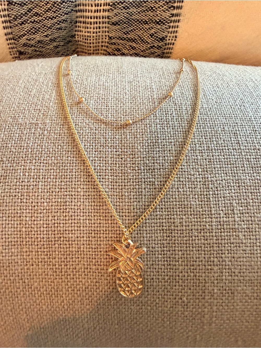 Gold Pineapple Pendant Layered Necklace - Women Jewelry